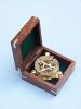 Solid Brass Captain's Triangle Sundial Compass w/ Rosewood Box 3""