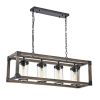 Chandelier Dimmable Rectangle With Wrought Iron Accents
