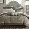 Comforter Set California King 12-piece Reversible Cotton In Brown And Blue