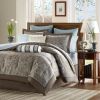 Comforter Set California King 12-piece Reversible Cotton In Brown And Blue