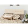 Headboard Full size Beige Taupe Fabric Box-Stitch Upholstered