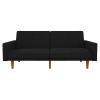 Sofa Bed With Classic Wood Legs Black Upholstered Mid-Century Modern Linen