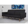 Sofa Bed With Classic Wood Legs Black Upholstered Mid-Century Modern Linen