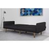 Sofa Bed With Classic Wood Legs Black Upholstered Mid-Century Modern Linen