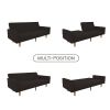 Sofa Bed With Classic Wood Legs Black Upholstered Mid-Century Modern Linen