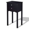 End Table Nightstand Side Table Elegant 2-Drawer in Black Wood Finish