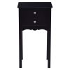 End Table Nightstand Side Table Elegant 2-Drawer in Black Wood Finish