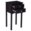 End Table Nightstand Side Table Elegant 2-Drawer in Black Wood Finish