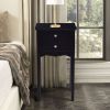 End Table Nightstand Side Table Elegant 2-Drawer in Black Wood Finish