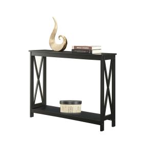Sofa Table with Bottom Storage Shelf Black Wood Console