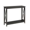 Sofa Table with Bottom Storage Shelf Black Wood Console