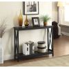 Sofa Table with Bottom Storage Shelf Black Wood Console