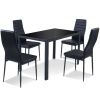 Dining Set With Soft Leather Chairs 5 Piece Black Glass Table Top