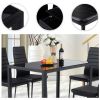 Dining Set With Soft Leather Chairs 5 Piece Black Glass Table Top