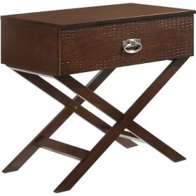 1-Drawer End Table Nightstand with X Legs