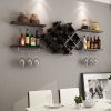 Wine Rack Set with Storage Shelves Black 5 Piece Wall Mounted