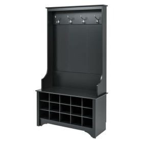 Shoe Cubby Coat Rack Entryway Hall Tree Black