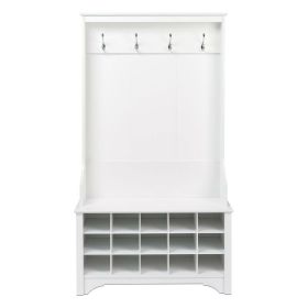 Shoe Cubby Coat Rack Entryway Hall Tree White