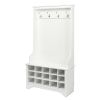 Shoe Cubby Coat Rack Entryway Hall Tree White