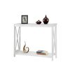 Sofa Table with Bottom Storage Shelf White Wood Console