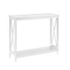 Sofa Table with Bottom Storage Shelf White Wood Console