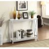 Sofa Table with Bottom Storage Shelf White Wood Console
