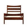 Walnut Pine Wood Platform Bed Frame