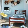 Walnut Pine Wood Platform Bed Frame