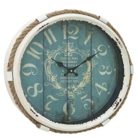 Wall Clock 17-inch Nautical Blue Vintage Style