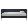 Daybed Twin Mid-Century Modern Dark Blue Linen Upholstered