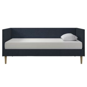 Daybed Twin Mid-Century Modern Dark Blue Linen Upholstered