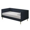 Daybed Twin Mid-Century Modern Dark Blue Linen Upholstered