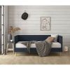 Daybed Twin Mid-Century Modern Dark Blue Linen Upholstered