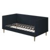 Daybed Twin Mid-Century Modern Dark Blue Linen Upholstered