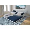 Daybed Frame With Roll-Out Trundle Bed Twin White Metal