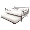 Daybed with Twin Roll-out Trundle Bed Full size Bronze Metal