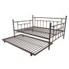 Daybed with Twin Roll-out Trundle Bed Full size Bronze Metal