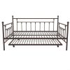 Daybed with Twin Roll-out Trundle Bed Full size Bronze Metal