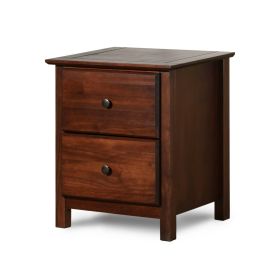 2 Drawer Nightstand in Cherry Finish Farmhouse Solid Pine Wood