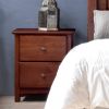 2 Drawer Nightstand in Cherry Finish Farmhouse Solid Pine Wood