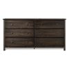 6 Drawer Solid Pine Wood Dresser in Espresso Finish