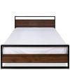 Bed Frame with Headboard Footboard Queen size Farmhouse Metal Wood Platform