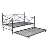 Daybed Frame with Twin Roll-out Trundle Full size Black Metal