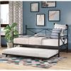 Daybed Frame with Twin Roll-out Trundle Full size Black Metal
