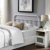 Headboard with Round Corners Full size Vintage White Metal