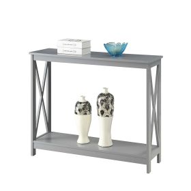 Sofa Table Console With Bottom Storage Shelf Grey Wood