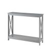 Sofa Table Console With Bottom Storage Shelf Grey Wood