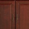 71-inch High 3-Shelf Wooden Bookcase with Storage Drawer in Cherry Finish