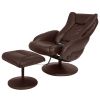 Massage Recliner Chair w/ Ottoman Sturdy Brown Faux Leather Electric