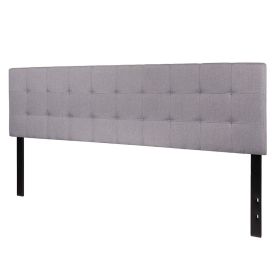 Panel Headboard King Size Modern Light Grey Upholstered